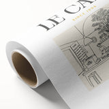 Art deco poster featuring assorted fruits in muted pastel shades on rolled canvas, ideal for nursery wall art.