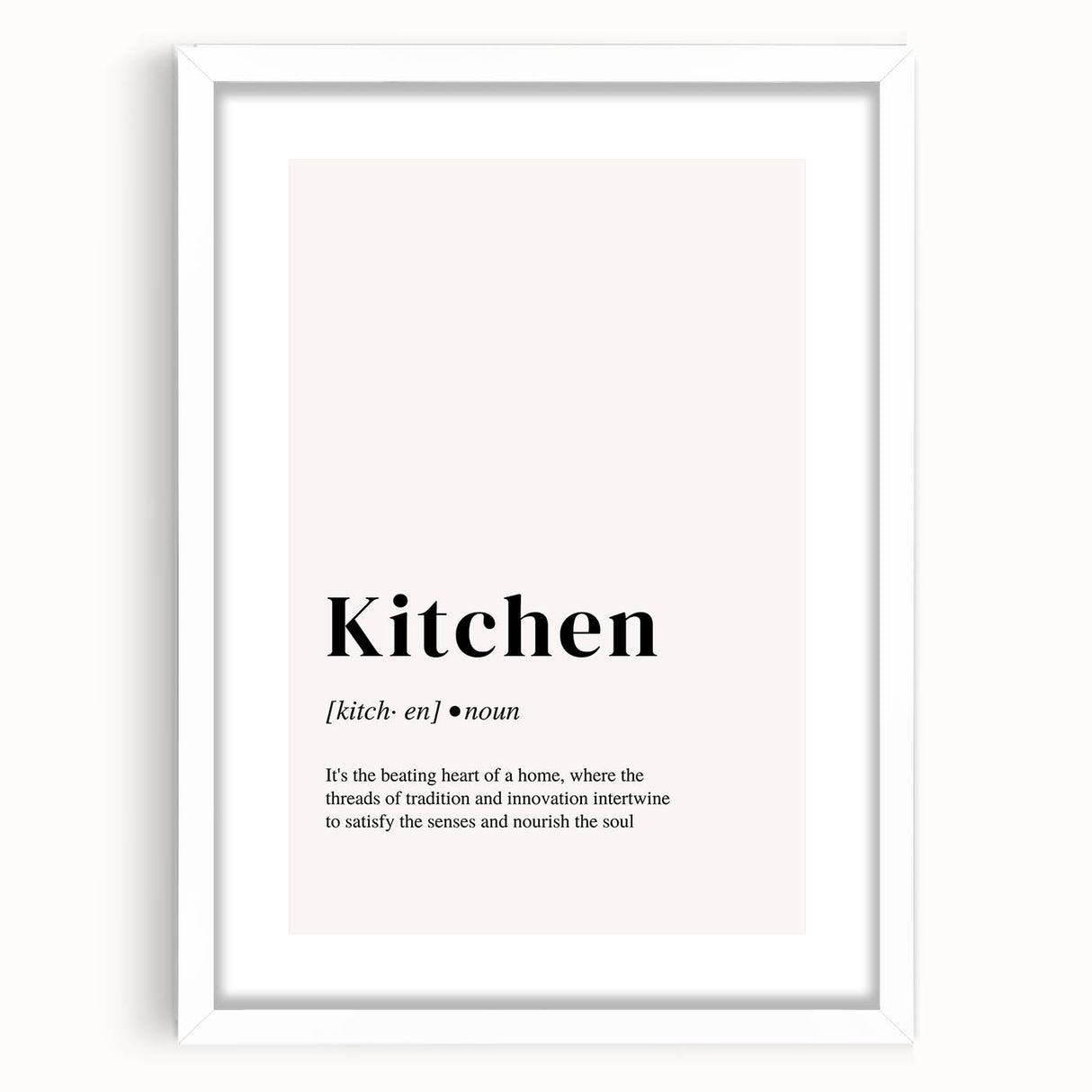 Abstract art print featuring a variety of fruits in vibrant colors on a white framed poster, ideal for dining room decor.