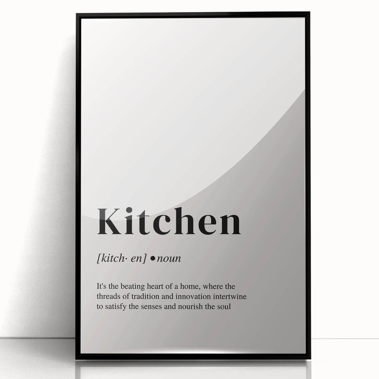 Large abstract wall art featuring mid-century modernist style in black and white tones, framed in acrylic.