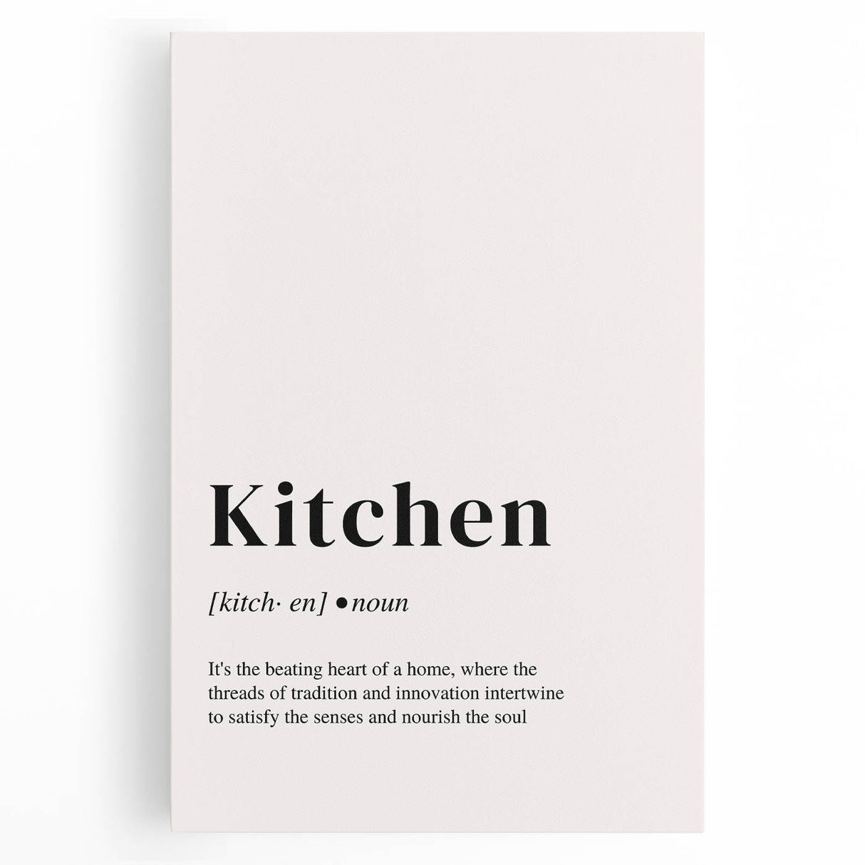 Large black and white stretched canvas featuring a minimalist design of assorted kitchen utensils.