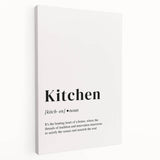 Large stretched canvas featuring a colorful, abstract depiction of various fruits and vegetables, ideal for kitchen wall art.