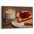Black and white framed canvas featuring vintage poster art of assorted pastries, ideal for bedroom wall decor.