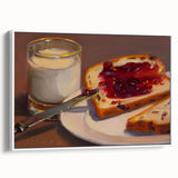 Vintage poster art of colorful pastries on a white framed canvas, ideal for extra large living room wall decor.