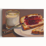 Black and white photo of assorted pastries on a stretched canvas, ideal for kitchen wall art.