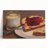 Black and white photo of assorted pastries on stretched canvas, ideal for kitchen wall art.