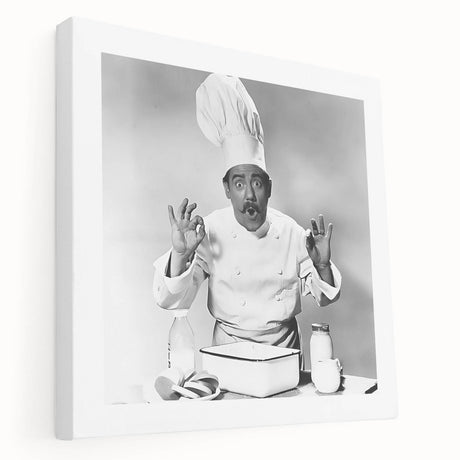 Large canvas print featuring a colorful abstract design of food and people, ideal for kitchen wall decor.