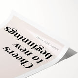 Cheers to New Beginnings - New Year's Eve Wall Art Print