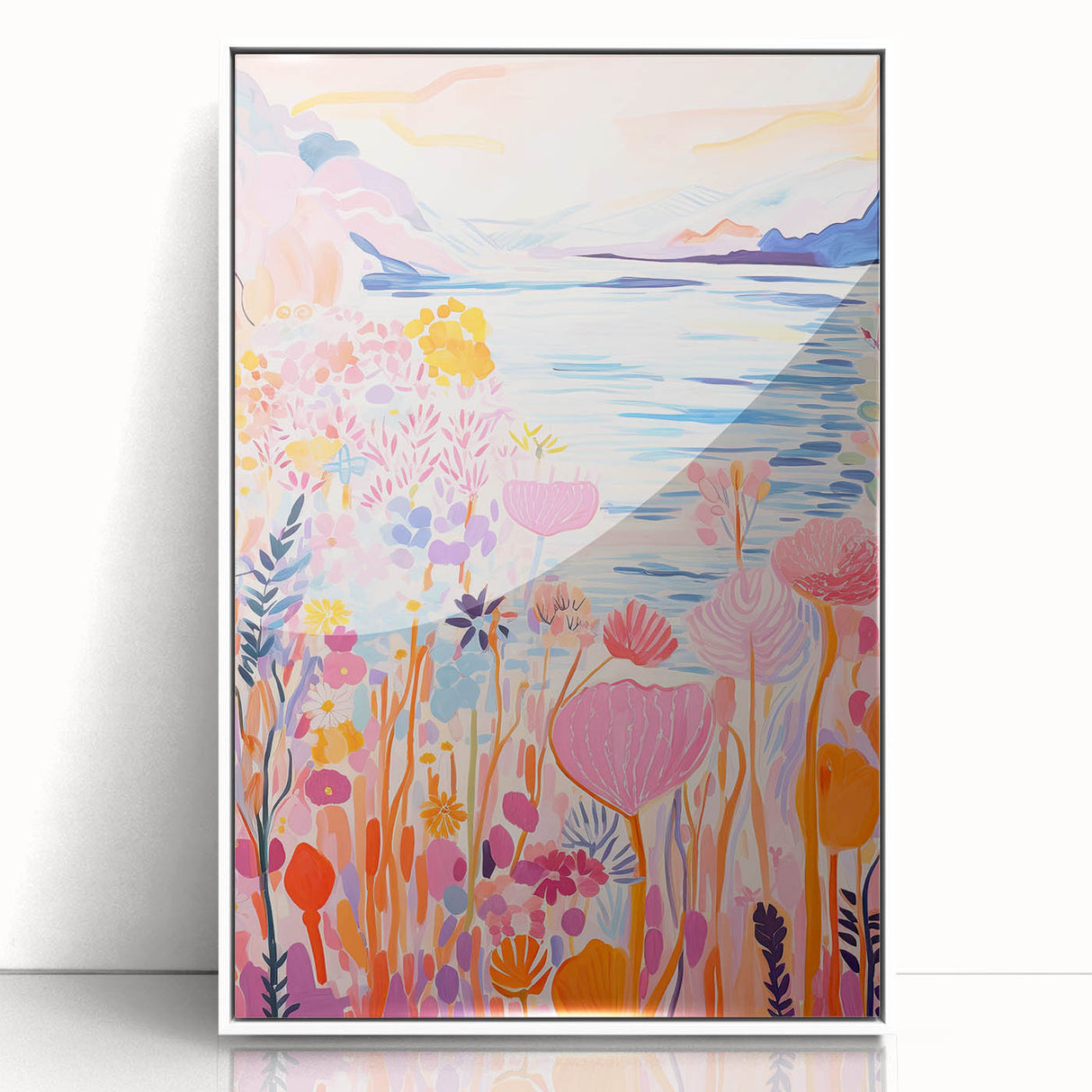 Children’s Wall Art Prints - Vibrant Floral Lakeside Scene