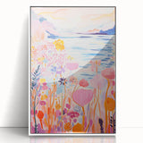 Children’s Wall Art Prints - Vibrant Floral Lakeside Scene