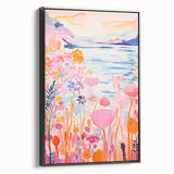 Children’s Wall Art Prints - Vibrant Floral Lakeside Scene