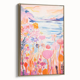 Children’s Wall Art Prints - Vibrant Floral Lakeside Scene