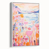 Children’s Wall Art Prints - Vibrant Floral Lakeside Scene