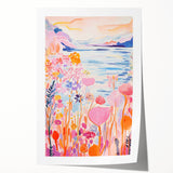 Children’s Wall Art Prints - Vibrant Floral Lakeside Scene