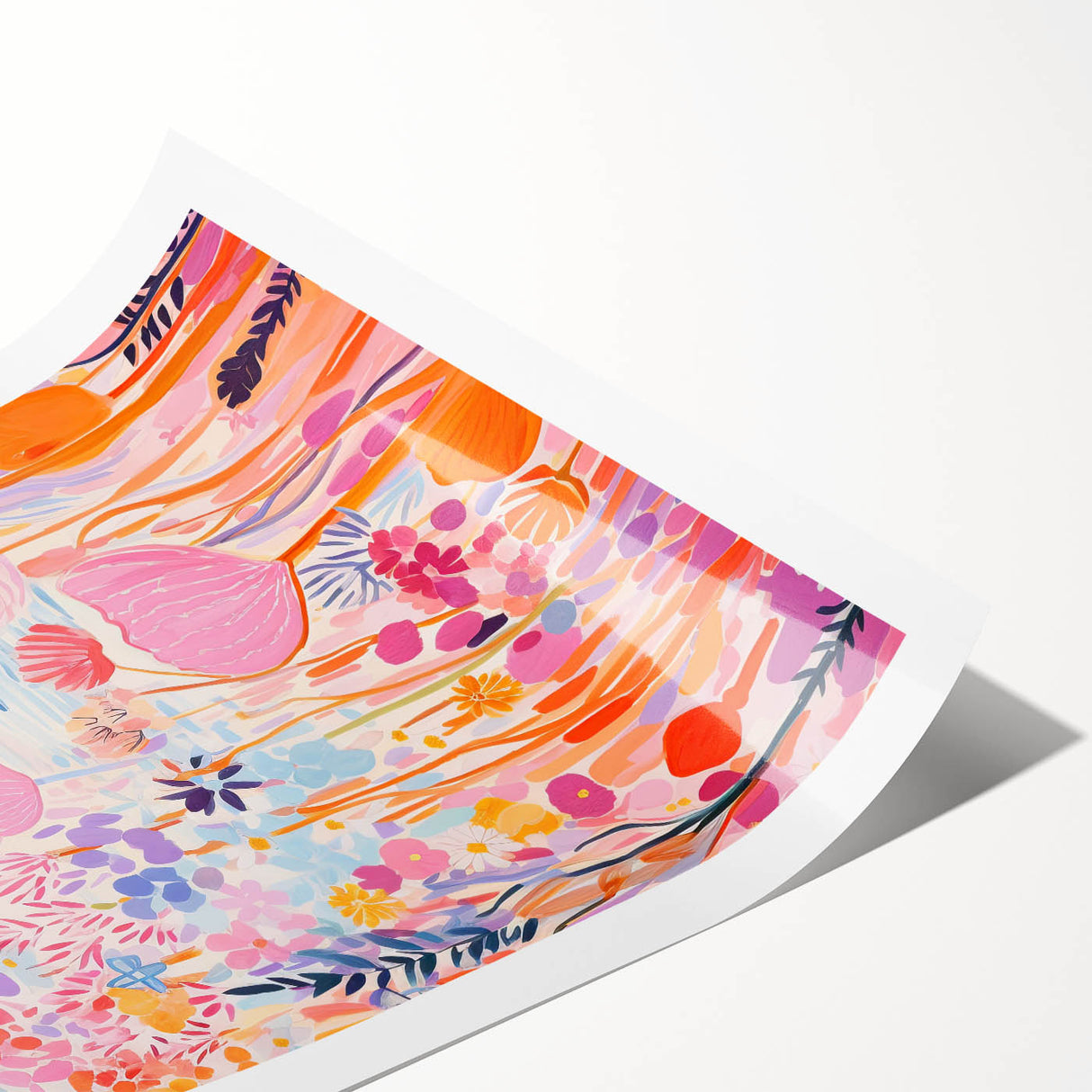 Children’s Wall Art Prints - Vibrant Floral Lakeside Scene