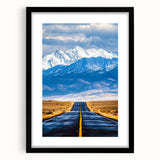 Black landscape frame with a mat, showcasing a modern art piece, viewed from the front. Ideal for home decor, emphasizing sleek design and elegance.