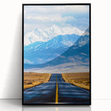 Framed black acrylic wall art showcasing a modern landscape design, emphasizing vibrant colors and intricate details, perfect for contemporary home decor.