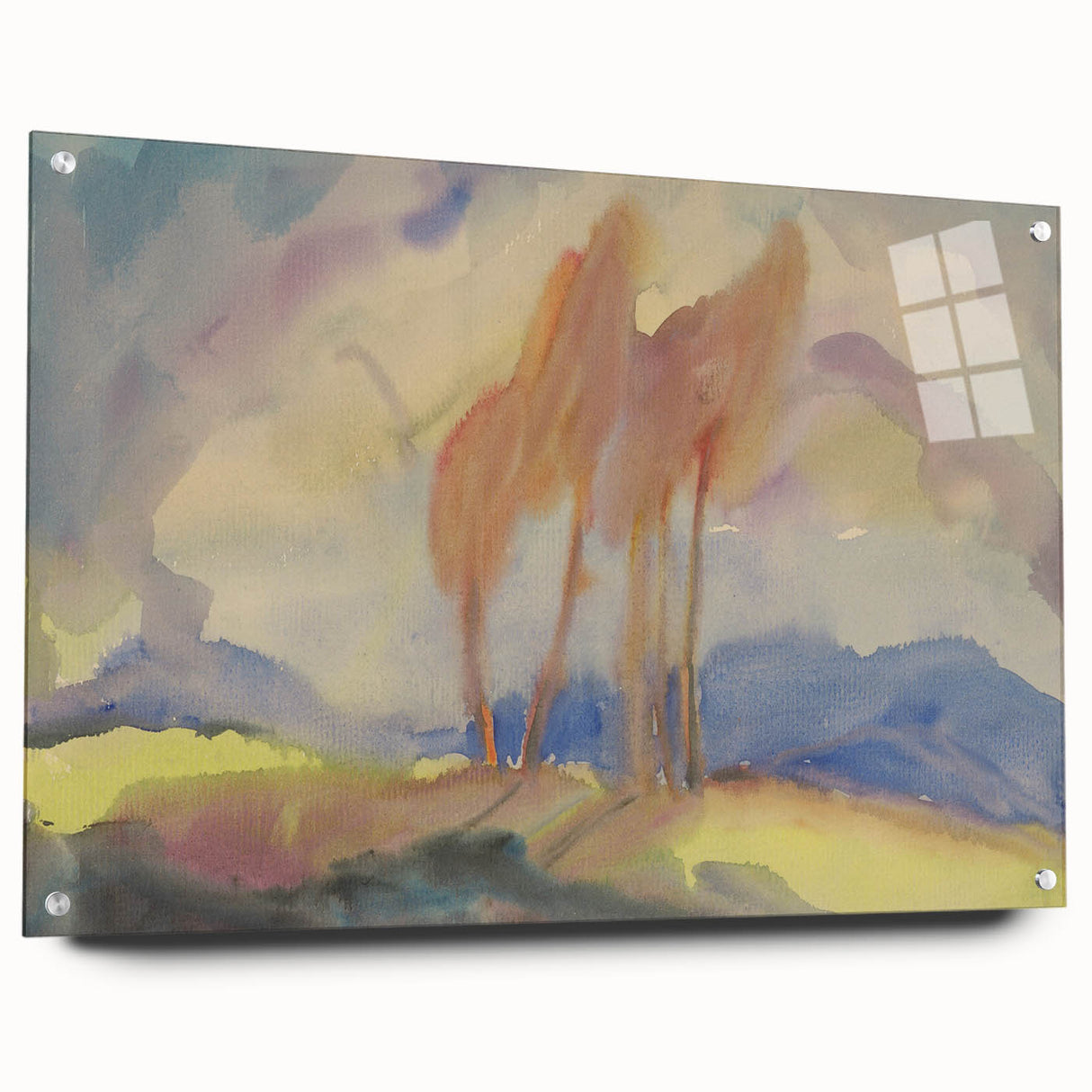 Soft Autumn Meadow - Tranquil Modern Art Print of Birch Trees in Pastels