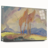 Soft Autumn Meadow - Tranquil Modern Art Print of Birch Trees in Pastels