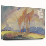 Soft Autumn Meadow - Tranquil Modern Art Print of Birch Trees in Pastels