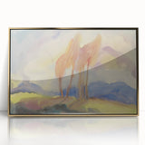 Soft Autumn Meadow - Tranquil Modern Art Print of Birch Trees in Pastels