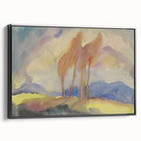 Soft Autumn Meadow - Tranquil Modern Art Print of Birch Trees in Pastels