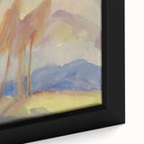 Soft Autumn Meadow - Tranquil Modern Art Print of Birch Trees in Pastels