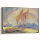 Soft Autumn Meadow - Tranquil Modern Art Print of Birch Trees in Pastels