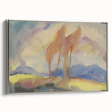 Soft Autumn Meadow - Tranquil Modern Art Print of Birch Trees in Pastels