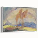 Soft Autumn Meadow - Tranquil Modern Art Print of Birch Trees in Pastels