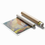 Soft Autumn Meadow - Tranquil Modern Art Print of Birch Trees in Pastels