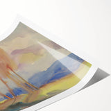 Soft Autumn Meadow - Tranquil Modern Art Print of Birch Trees in Pastels