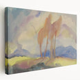 Soft Autumn Meadow - Tranquil Modern Art Print of Birch Trees in Pastels