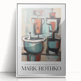 Modern art wall decor featuring a Rothko-inspired abstract design in muted red and black on a framed acrylic.