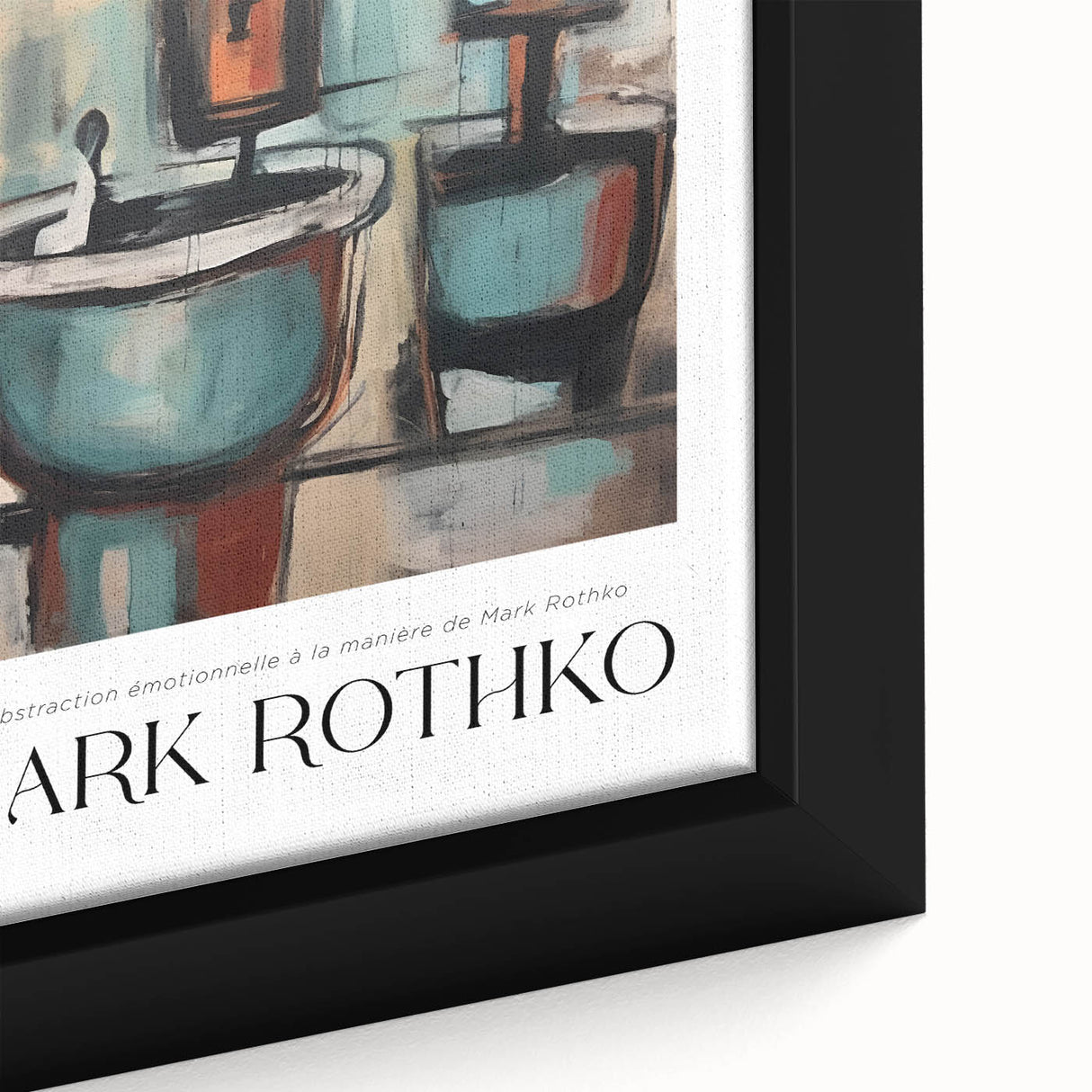 Extra large black wall art featuring textured, colorful abstract design on framed canvas, ideal for living room decor.