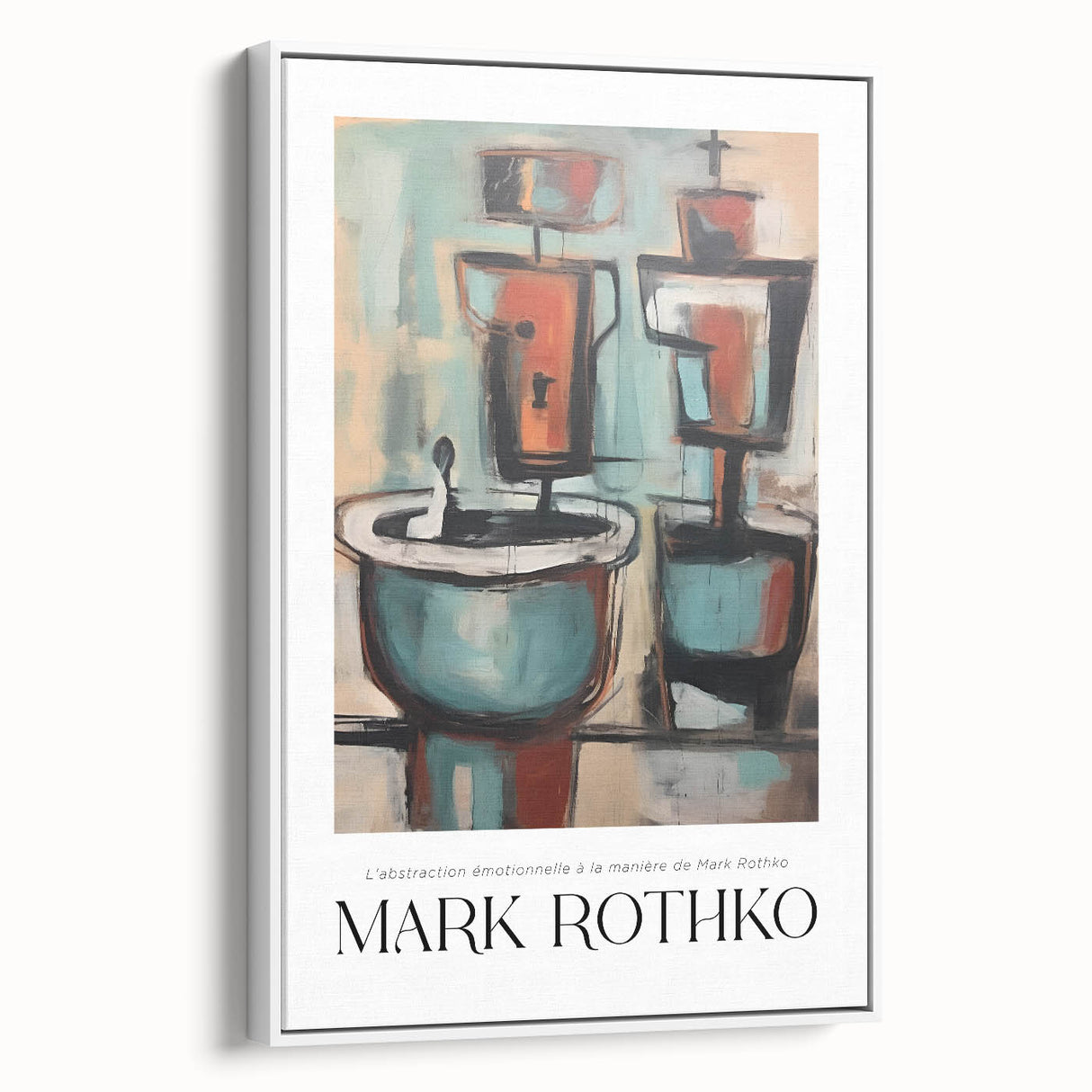 Extra large framed canvas featuring a vintage poster art style with colorful abstract patterns, ideal for living room decor.