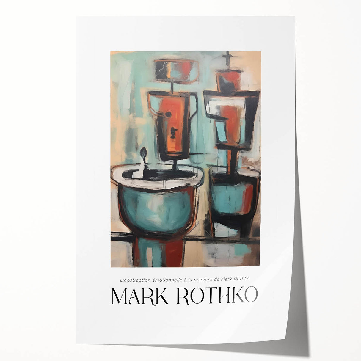 Extra large rolled print of a Rothko-inspired abstract with deep red and orange tones, ideal for art wall dining room.