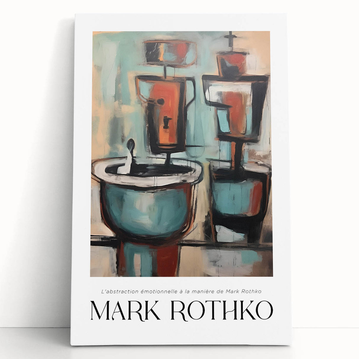 Large black and white abstract canvas featuring bold geometric shapes, ideal for kitchen wall art or bedroom ambiance.