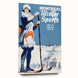 Montreal Winter Sports Retro Poster | Vintage Skiing Art Print