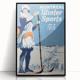 Montreal Winter Sports Retro Poster | Vintage Skiing Art Print