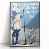 Montreal Winter Sports Retro Poster | Vintage Skiing Art Print