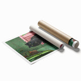 Bathroom Wall Decor - Black Cat on Pink Toilet