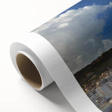 Art Deco poster of Algerian scenery on rolled canvas, featuring pastel colors, ideal for nursery wall art.