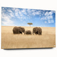 Acrylic print of an abstract Kenyan landscape in earthy tones, ideal for dining room art.