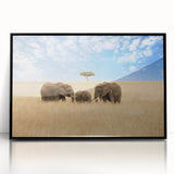 Large abstract wall art depicting a Kenyan scenery in muted earth tones on a framed acrylic.