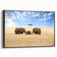 Black and white framed canvas of a Kenyan landscape, ideal for bedroom wall art.