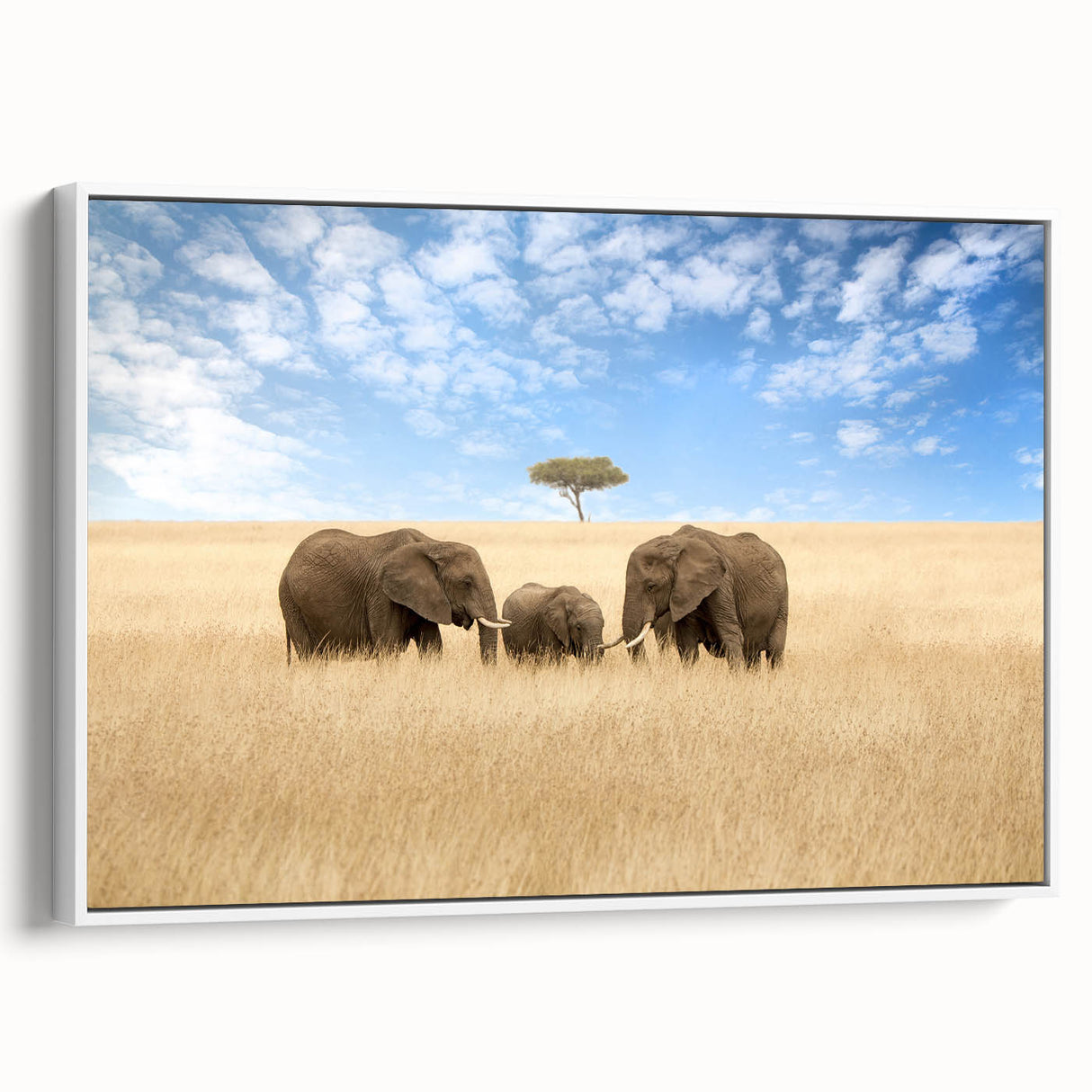 Framed canvas depicting a vintage-style Kenyan landscape in muted earth tones, ideal for bedroom wall art.