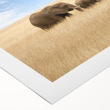 Art deco poster of a serene African landscape in muted earth tones on rolled canvas, suitable for dining room decor.