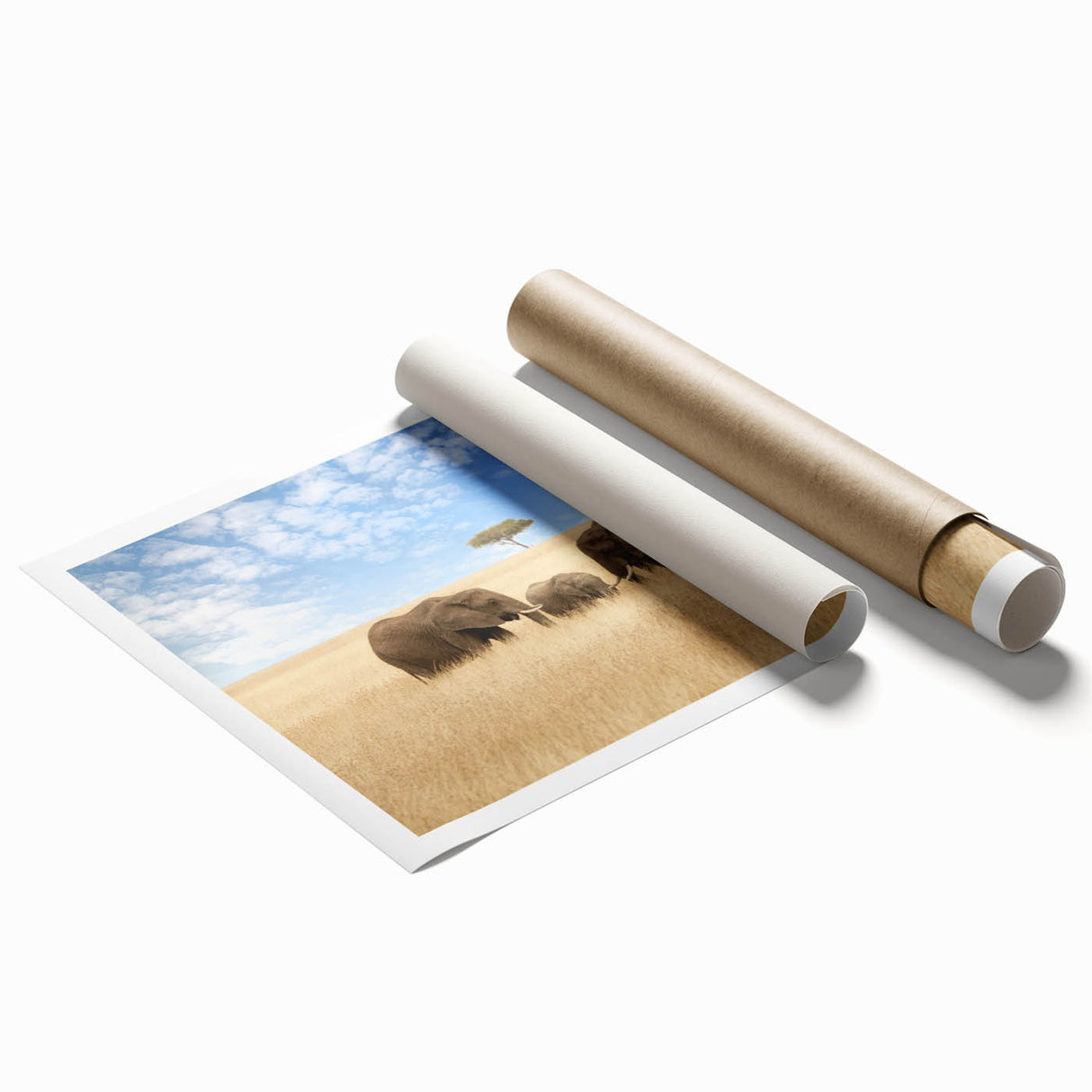 Extra large rolled print featuring a serene Kenyan landscape with lush greenery, ideal for classy bathroom wall art.