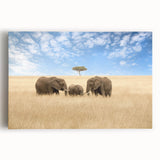 Black and white stretched canvas featuring a serene Kenyan landscape, ideal for kitchen wall art.
