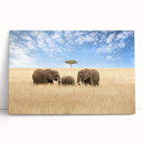 Black and white photo of African savannah on stretched canvas, ideal for kitchen wall art or bedroom ambiance.